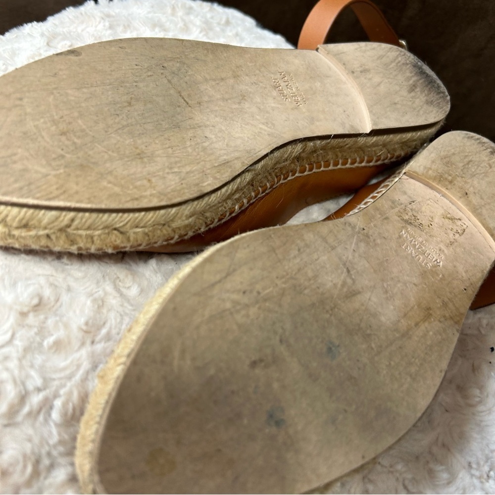 Stuart Weitzman camel round toe around the ankle espadrilles size 7.5 M - Picture 8 of 11